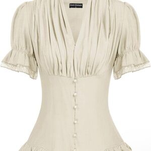 NBW Chic Cream Blouse with Button Detail